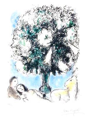 Petit Bouquet de Lys lithographie contemporaine Marc Chagall Peintures à l'huile